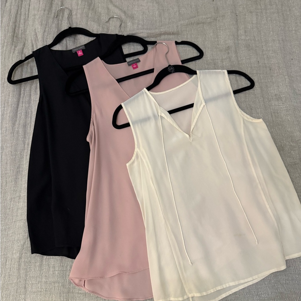 Vince Camuto Women's Sleeveless Tops - Black, Pink, Cream (Silk)